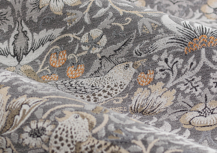 Strawberry Thief Jacquard Pencil Pleat, Biscuit - Ready Made Curtains - Image 4